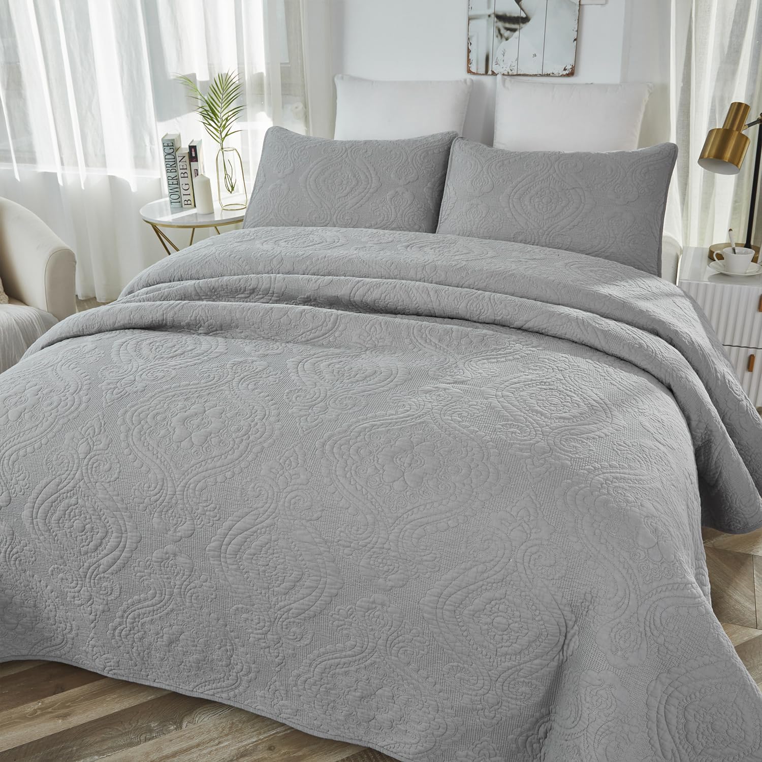 Brandream King Size Quilt Set Cotton Luxury Quilted Bedding