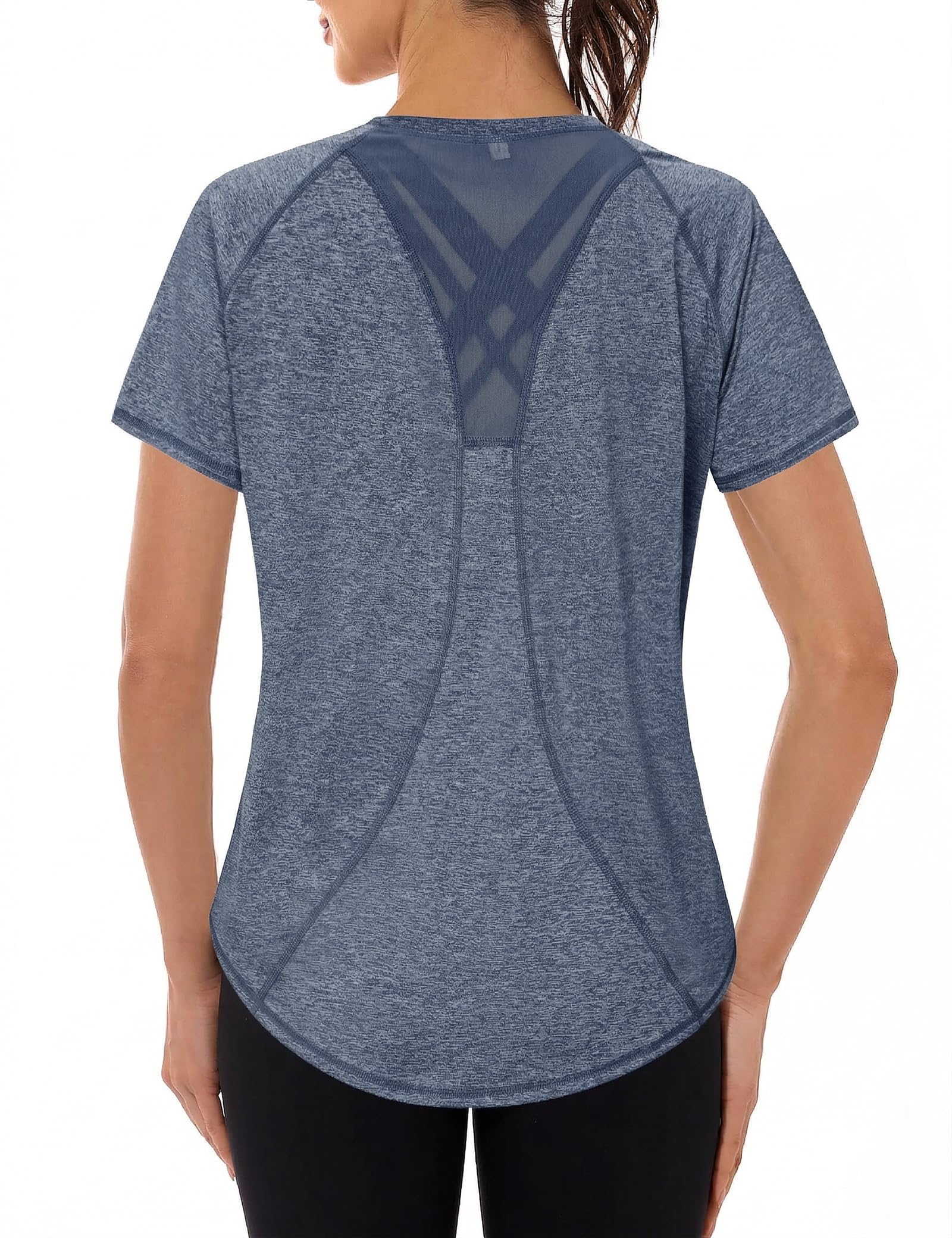 Gyabnw UV-Schutz Funktionsshirt Sportshirt Damen Atmungsaktiv Laufshirt Kurzarm Fitness Sport Oberteil Wandern Yoga