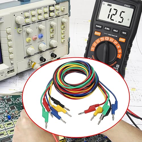 Miniatura 2 de Sumnacon 5 cables de prueba de enchufe de plátano a plátano, cable de prueba apilable de 0.157 in para multímetro, cable de prueba eléctrico