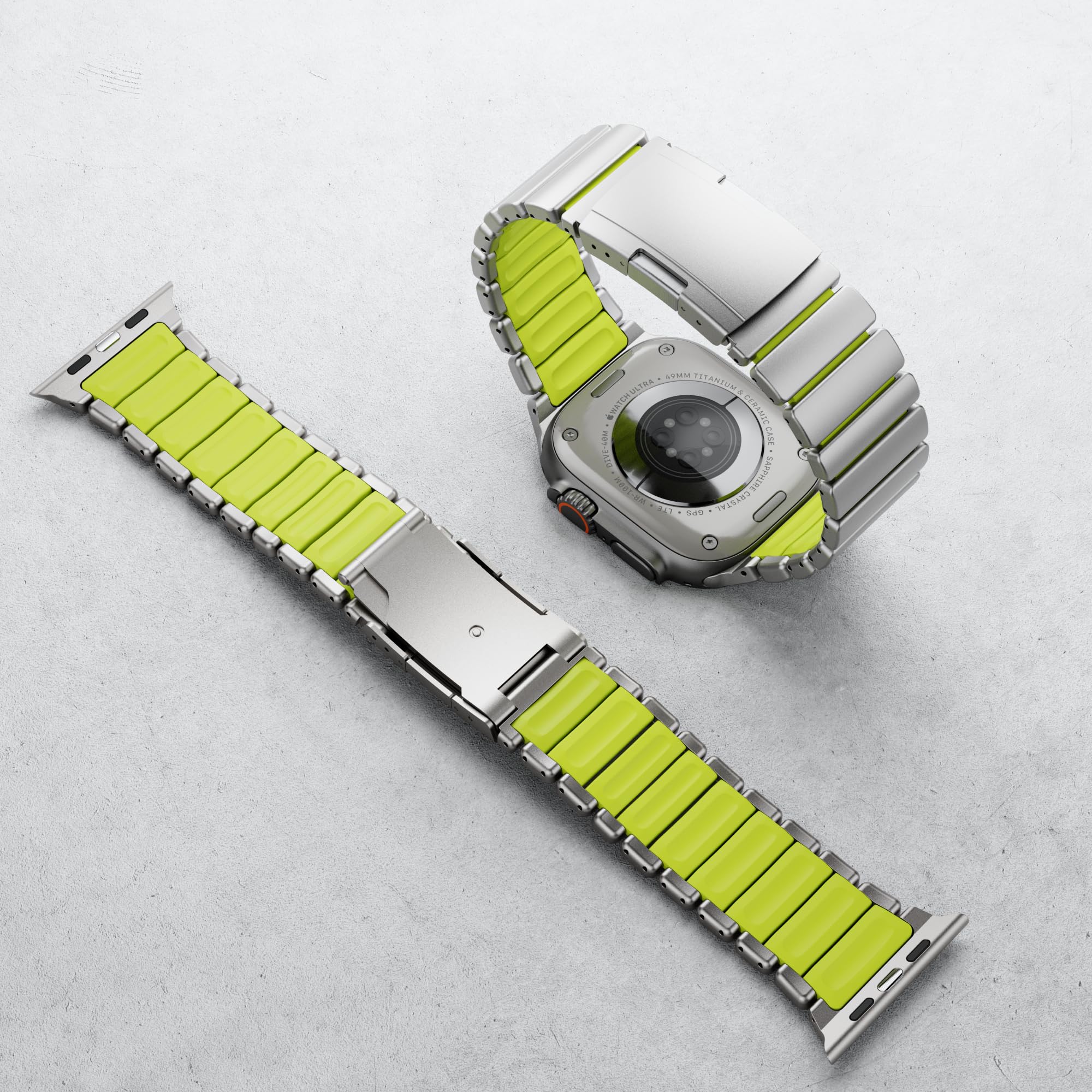 SEURE Cinturino in titanio con Watch Ultra 3/2/1 da 49 mm, 46 mm, 45 mm, 44 mm, titanio metallo e silicone, doppio strato, rivestimento DLC, con fibbia deployante, per serie 10 e 11