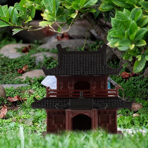 Miniatura 2 de COHEALI Mini Pavilion Fish Tank Ornament Plastic Micro Landscape Decoration for Aquarium Lightweight Miniature Pavilion Statue for Desk Garden
