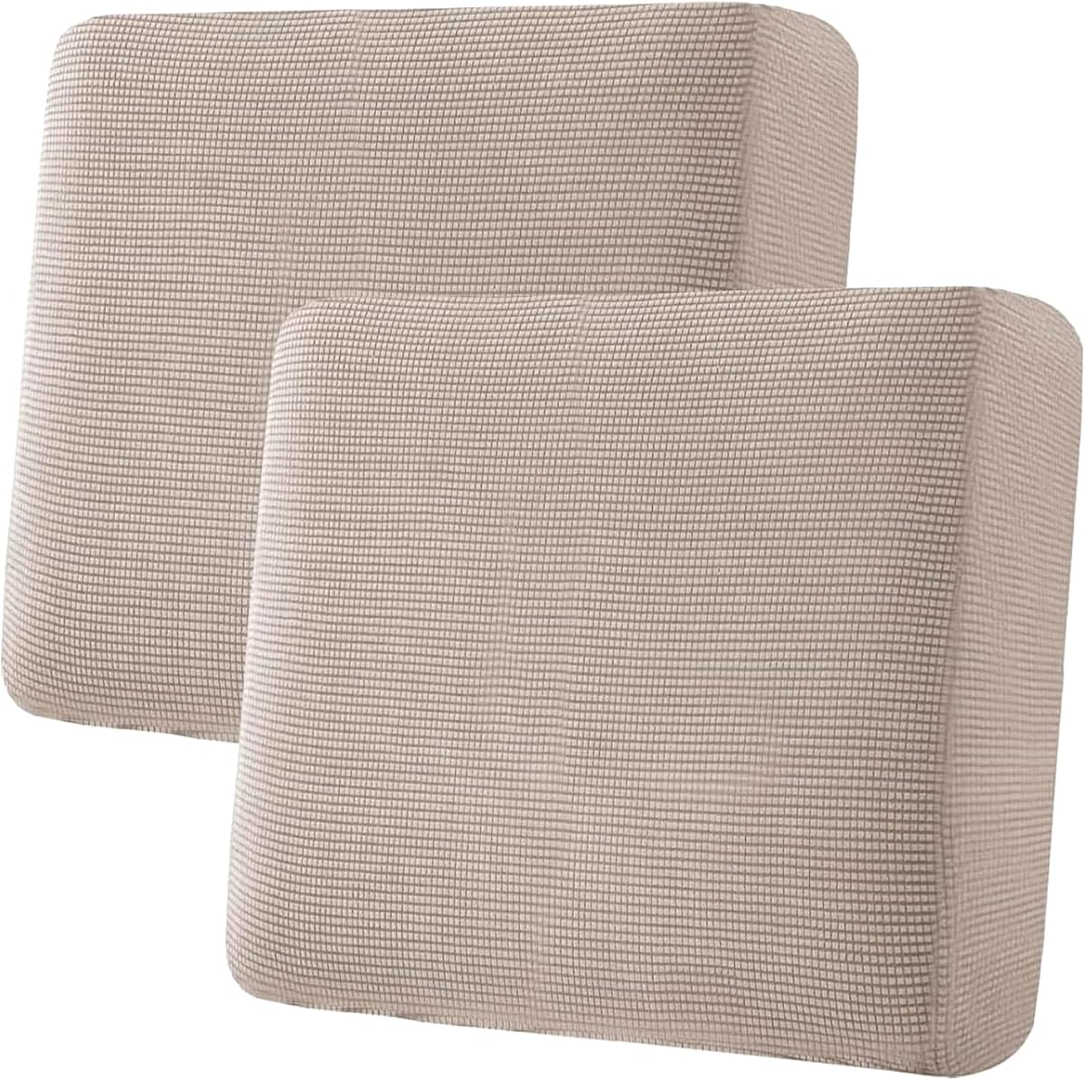 H.VERSAILTEX Super Stretch Individual Seat Sofa Covers Couch Slipcover Sets Thick Jacquard Textured Twill Fabric (2 Piece Large Sofa Cushion Covers, Sand)
