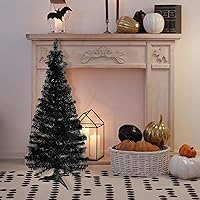 Vista 2 de Northlight Unlit Slim Black Tinsel Artificial Christmas Tree, 4' x 24