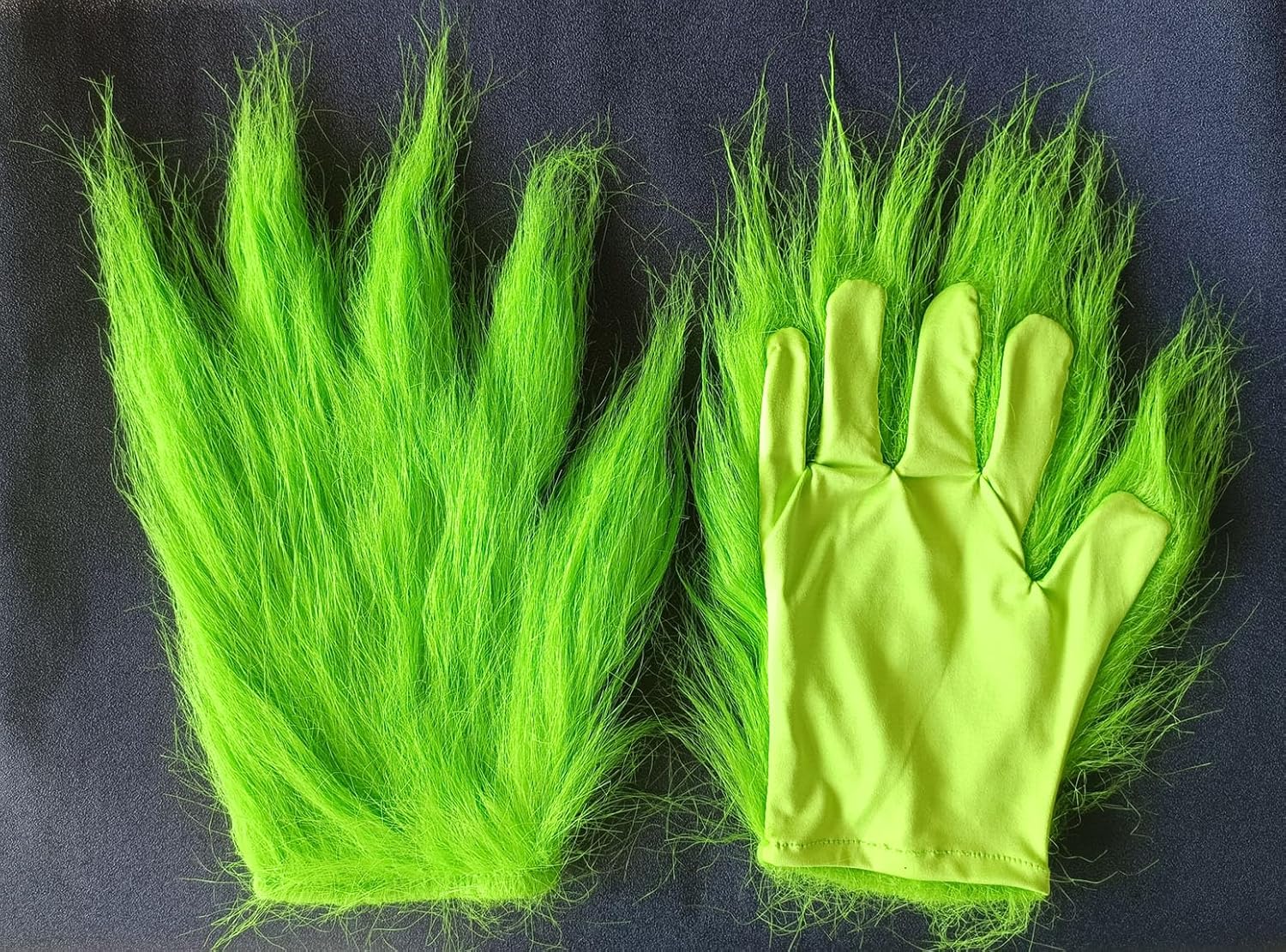 Green Furry Gloves - Furry Hand Gloves for Adult- Santa Costume Mask Accessories Holiday Decoration