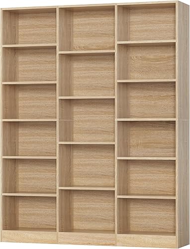 Miniatura 8 de FACBOTALL Estantería triple ancha, estantería grande de 6 niveles, estantería con 17 estantes abiertos, estanterías de 74 pulgadas de alto y