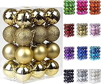 Vista 48 de Emopeak 24 bolas decorativas para árbol de Navidad, 4 estilos inastillables, decoración de árbol de Navidad, esferas colgantes para decoración