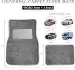 4PCS Car Floor Mats, Anti-Slip Waterproof Car Carpets with Safety Heel Pad, Heavy Duty Floor Mat for All Weather Protection, Universal Trim to Fit for Sedans Trucks SUVs (Gray)