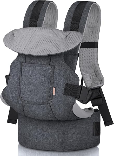 GAGAKU Porte-bébé pour bébés et tout-petits de 0 à 36 mois, Advanced 4-en-1 Porte bebe Facile à porter en position face à face vers l'avant et vers l'arrière pour enfants-Gris foncé - 1