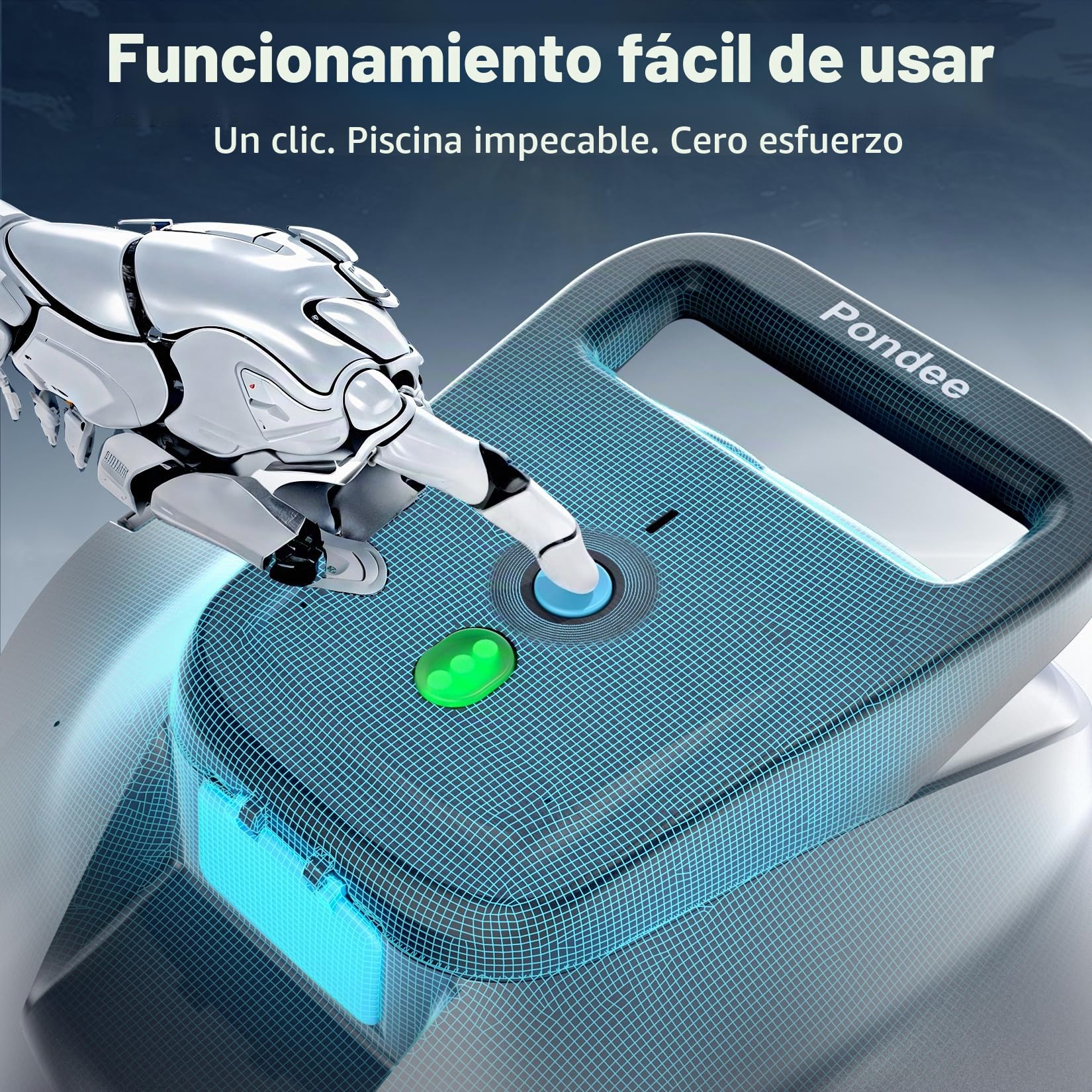 (Upgrade 2026) Pondee X1 Robot Limpiafondos Piscina Sin Cable Fondo Plano, Aspiradora 120 Min Autonomía, Auto-Parking, Carga Rápida 2,5h, para Piscinas Desmontables y Enterradas hasta 80 m²