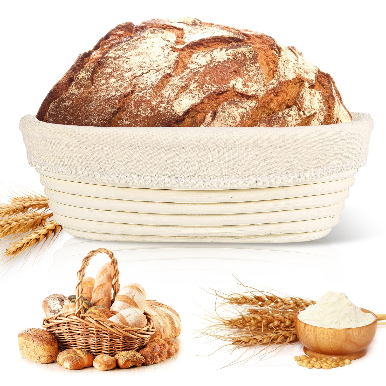 Dinghaole 2 Pièces toiles de boulangerie ovales – Toile en lin avec taille élastique – Tissu pour panier