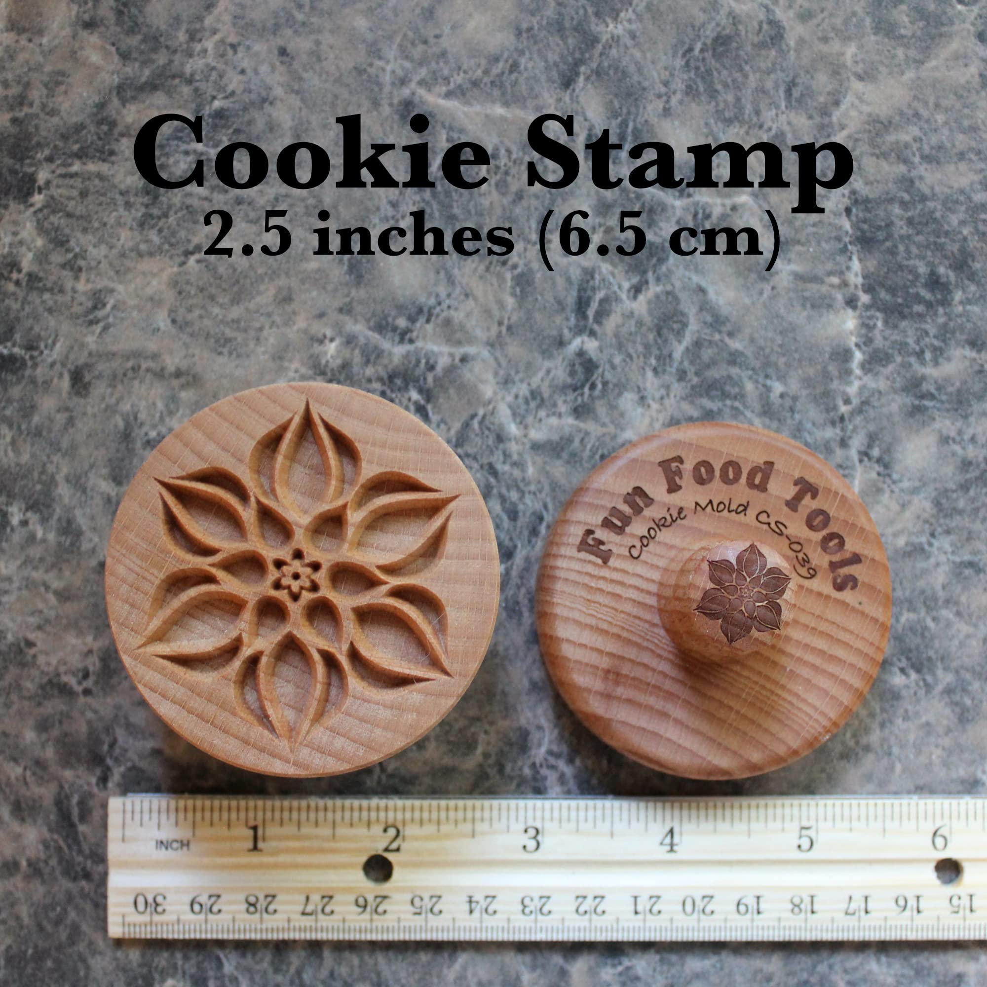 Sello de madera de la galleta, 2.5 pulgadas (Lotus Bud CS-039)