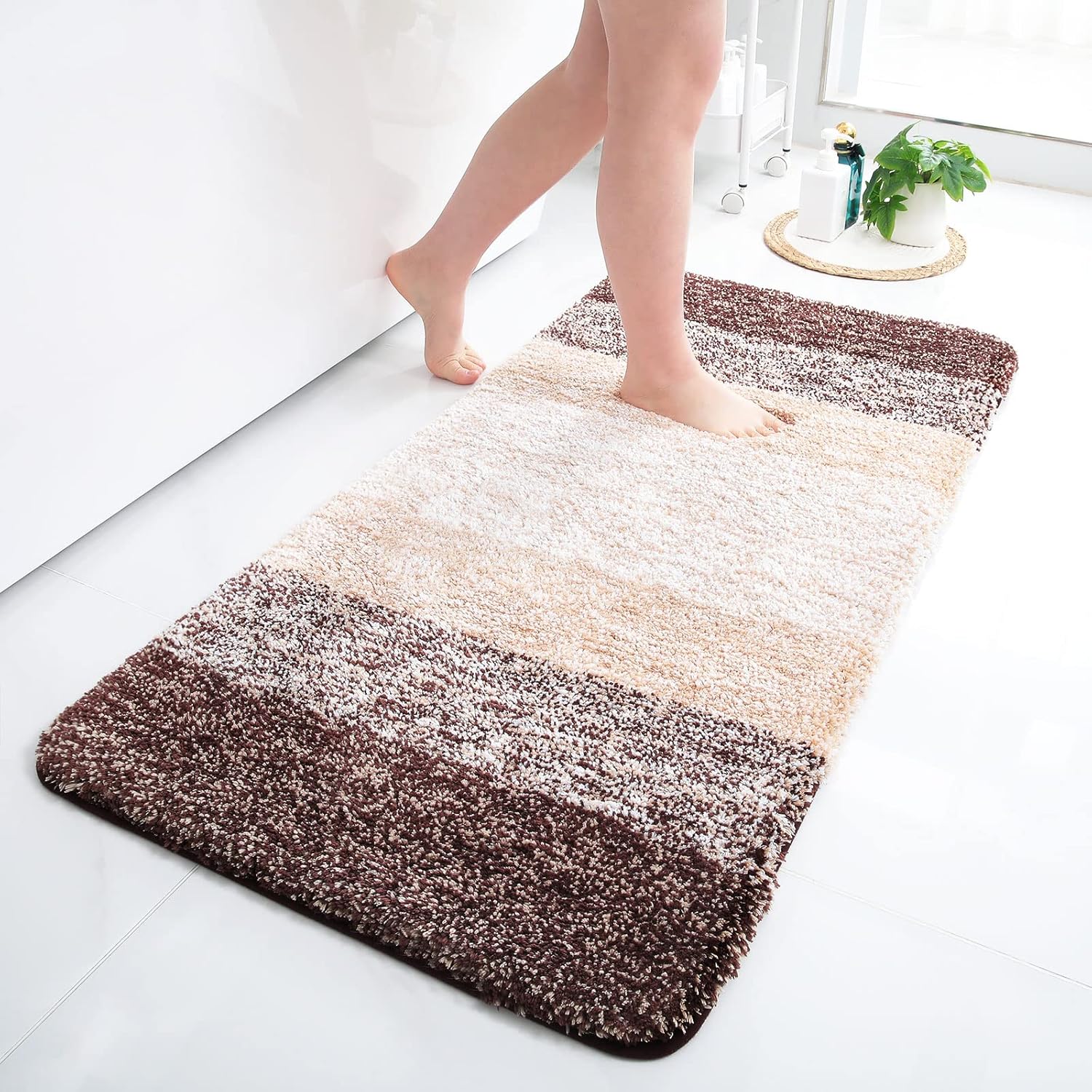 Arotive Microfiber Bathroom Rugs, Shaggy Soft and Absorbent