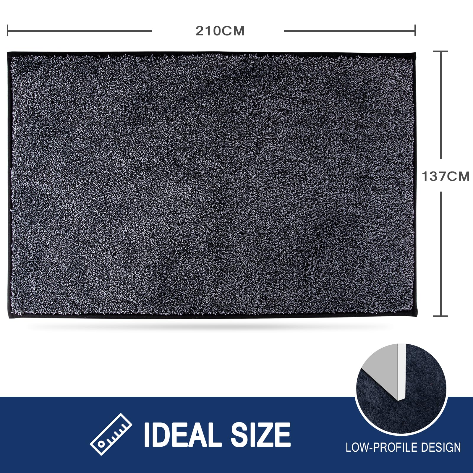 FCSDETAIL Zerbino per interni 137 x 210 cm, antiscivolo, per porta d'ingresso con assorbimento dell'acqua, lavabile, soggiorno, camera da letto