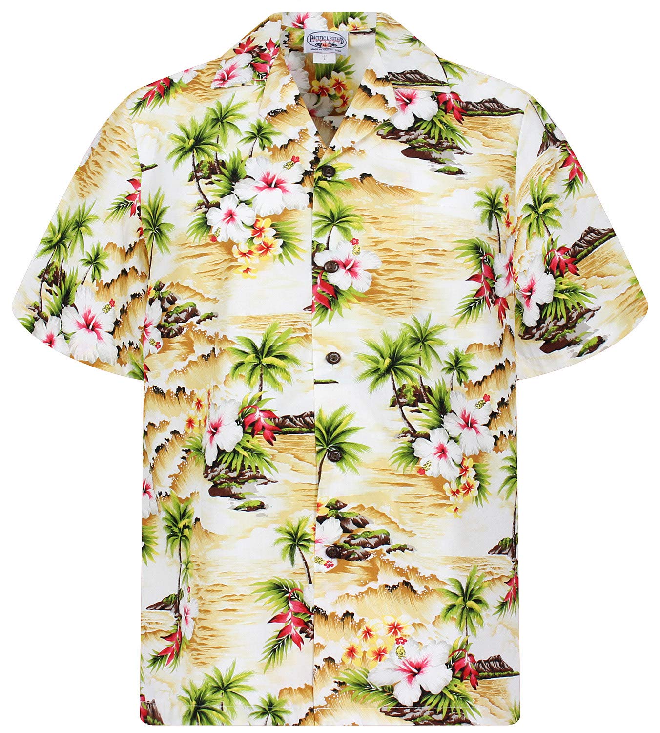 P.L.A. Original Camicia Hawaiana, Wave, beige M