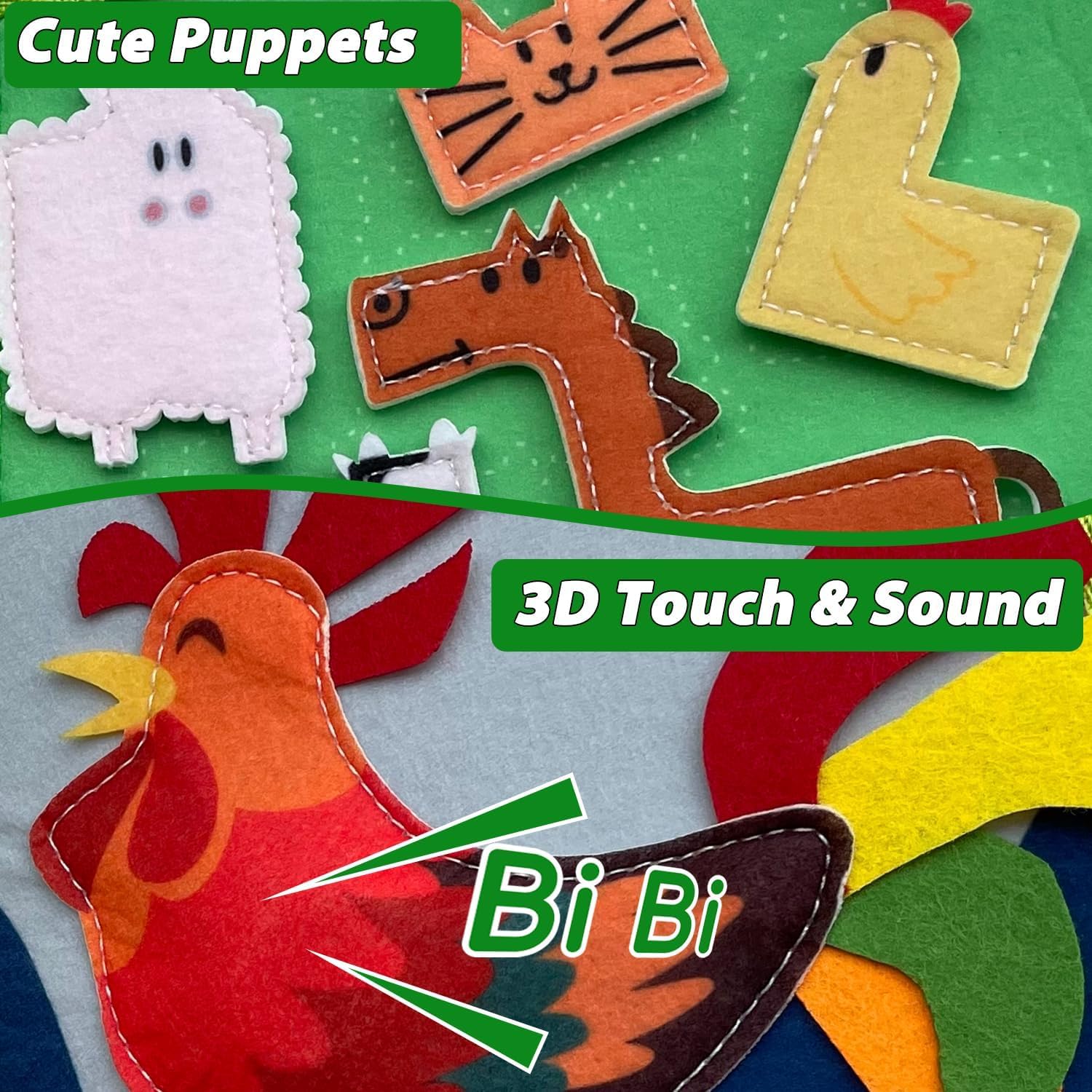 GIOTUK Montessori Felt Quiet Book for Toddlers, Farm Theme Busy Board for 1 2 3 Year Old Kids - Image 2