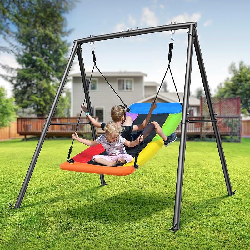 Trekassy 60" Platform Sauce Swing with Stand, 440LBS Heavy Duty A-Frame image 5