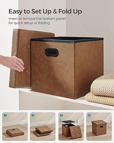 Miniatura 29 de SONGMICS MAZIE Collection - Banco otomano de almacenamiento de 30 pulgadas con tapa abatible, reposapiés de almacenamiento, carga de 660 libras,