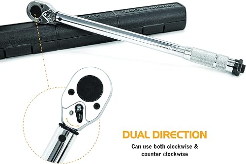 Miniatura 2 de Olympia Tools Llave dinamométrica manual de acero al cromo vanadio de 1/2 pulgada, 10-150 pies/lb