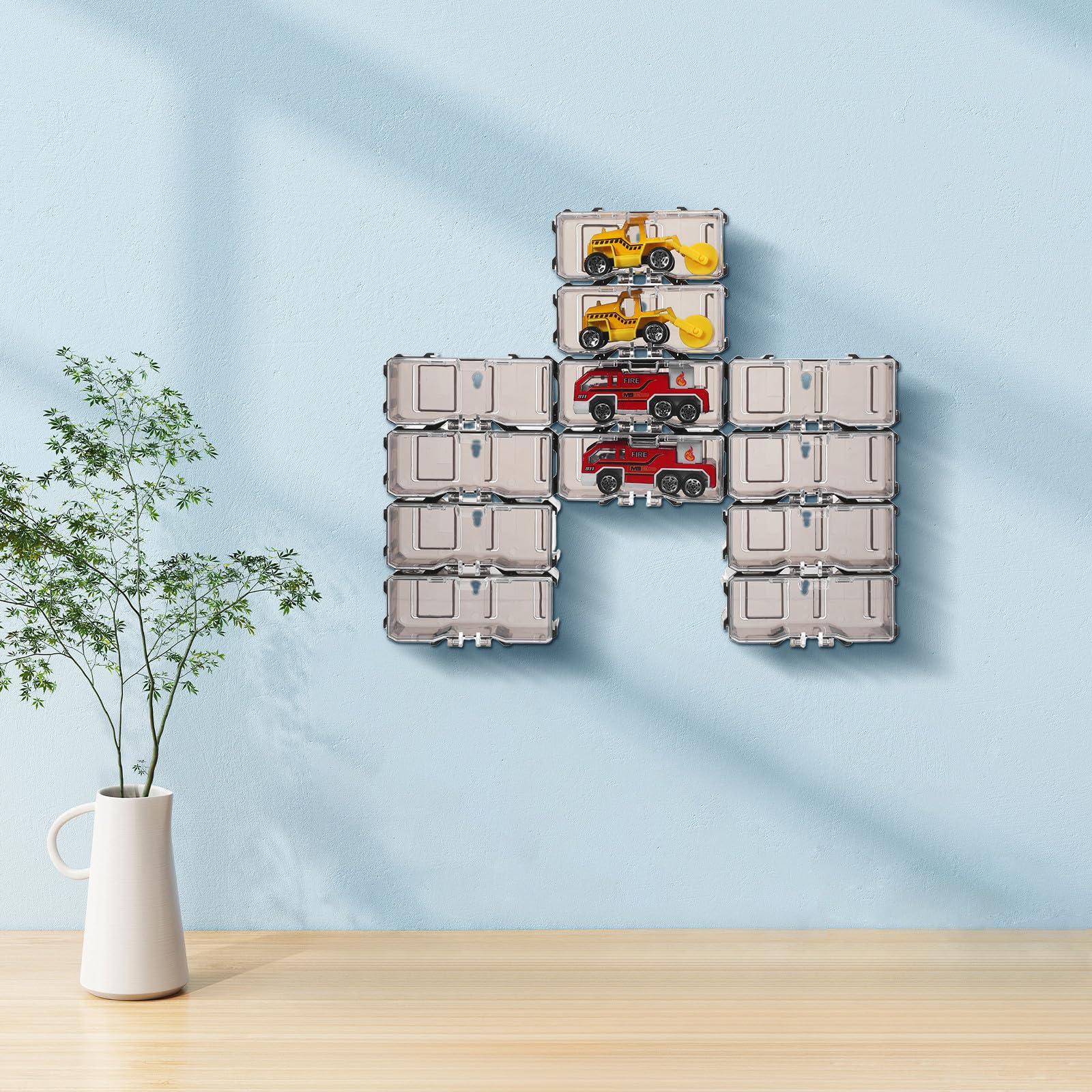 DOITOOL Vitrina de exhibición de Modelos de Coches 1/64 para coleccionistas, Caja Transparente de plástico para almacenar y Mostrar 40 minicoches en colección