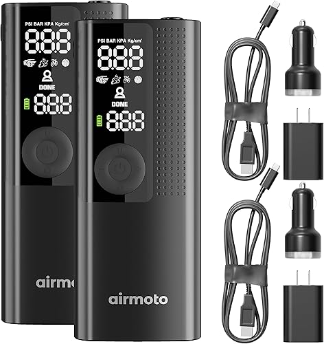 Airmoto Paquete de 2 unidades de kit de potencia, compresor de aire portátil con kit de potencia para cargar en casa y en la carretera, bomba de