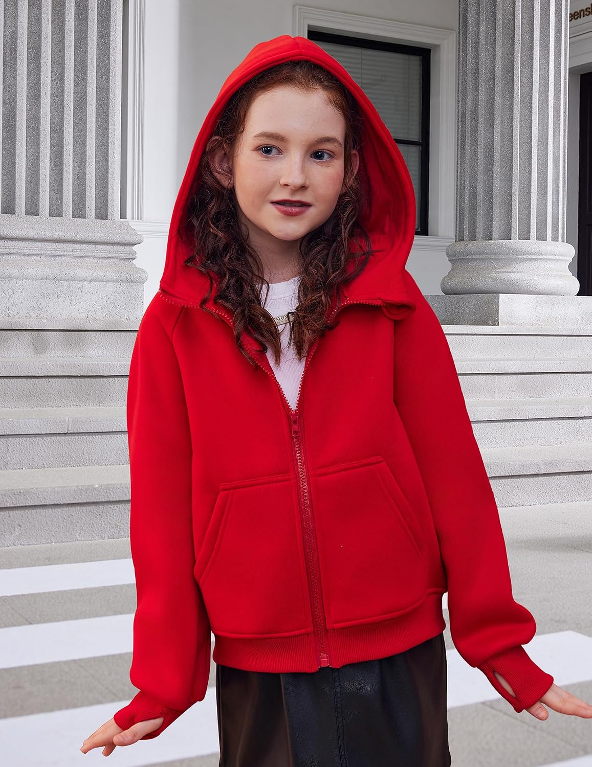 Arshiner Girls Zip Up Hoodies Teen Hooded Sweatshirts Fleece Jackets Kids Fall Fashion Outfits Winter Clothes