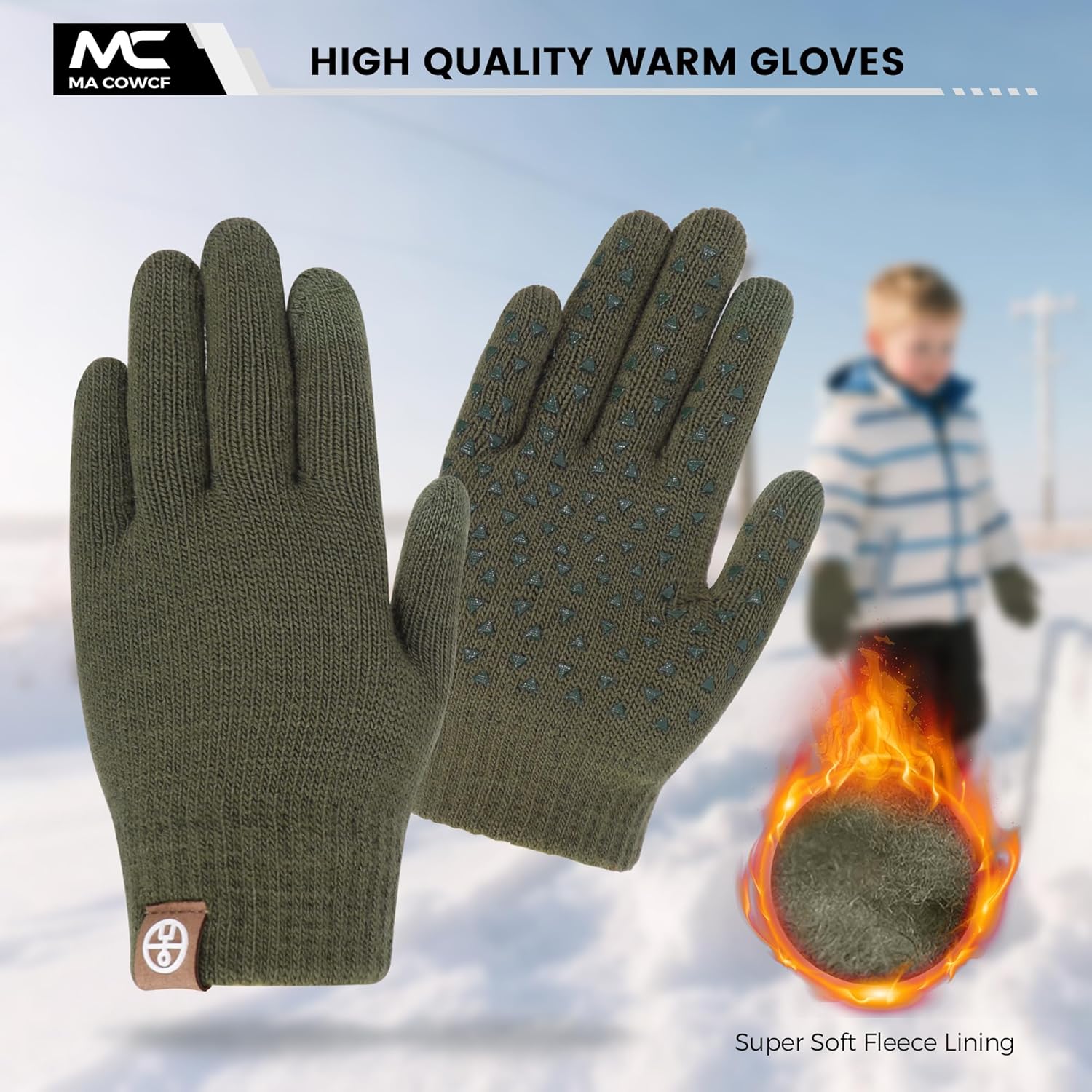 3 Pairs Kids Winter Gloves Warm Knit Gloves for 3-9 Years Touchscreen Design Toddler Warm Gloves for Cold Weather - Image 2