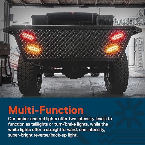 Miniatura 6 de TRUE MODS - Juego de 2 luces traseras LED ovaladas ámbar de 6 pulgadas DOT FMVSS 108 SAE I6P montaje en superficie IP67 resistente al agua señal de