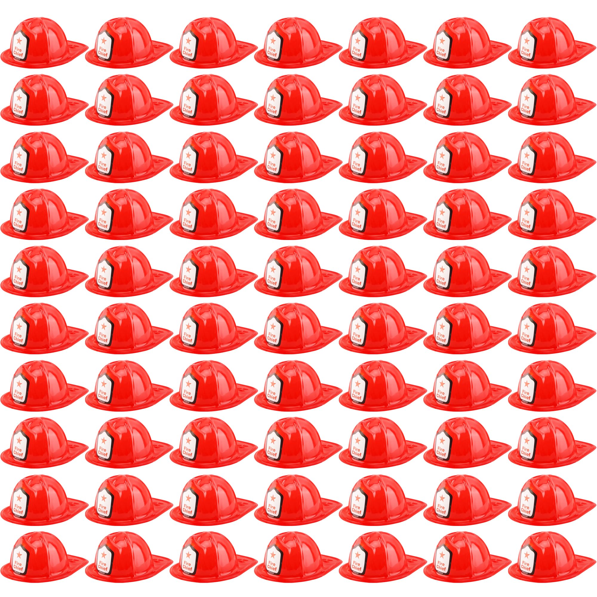 Paquete de 70 sombreros de bombero de plástico rojo a granel para cumpleaños, Halloween, cosplay, fiesta, accesorio de vestir