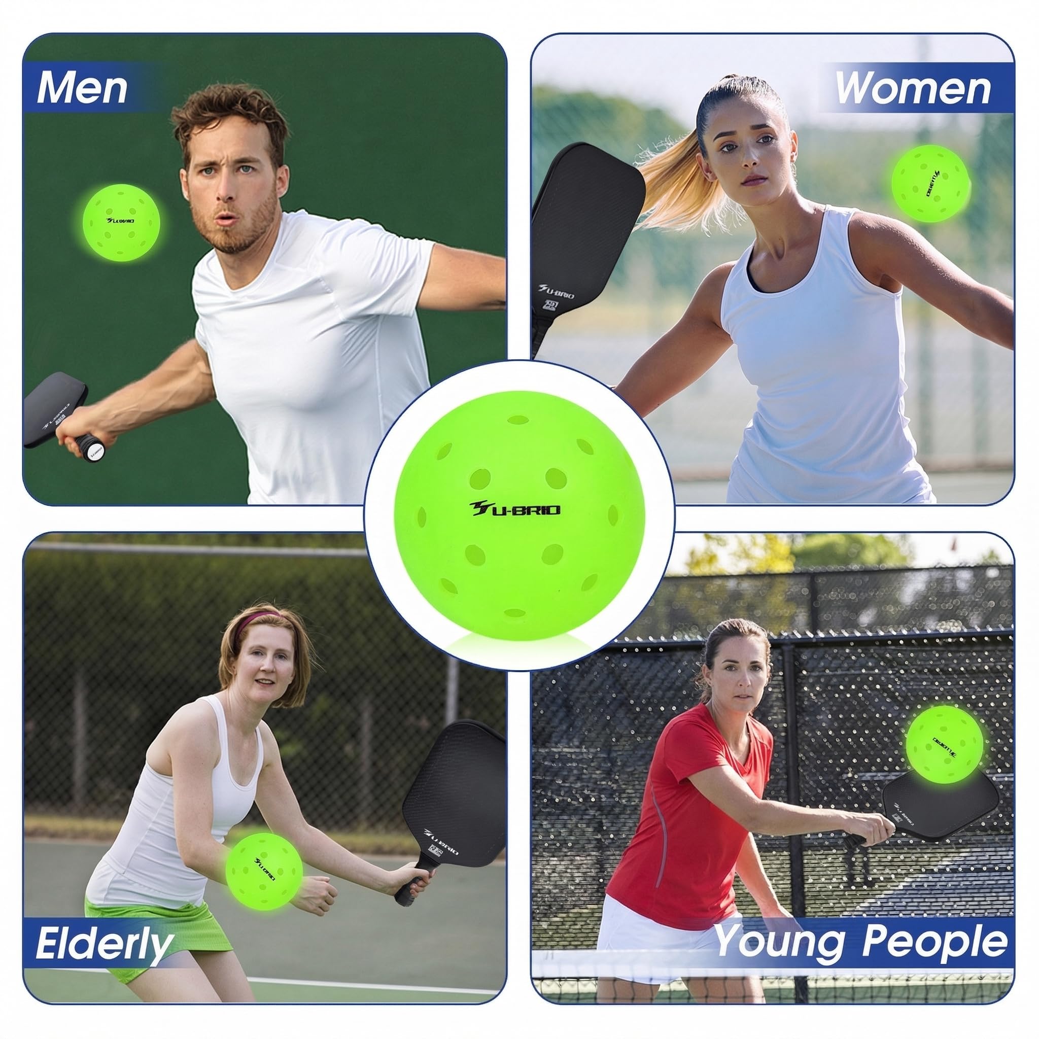 Pro-Grade - Palline da pickleball da esterno a 40 fori, confezione da 3/4/12, testate per giocatori professionisti, design resistente al vento, alta visibilità e durata oltre 300 colpi per
