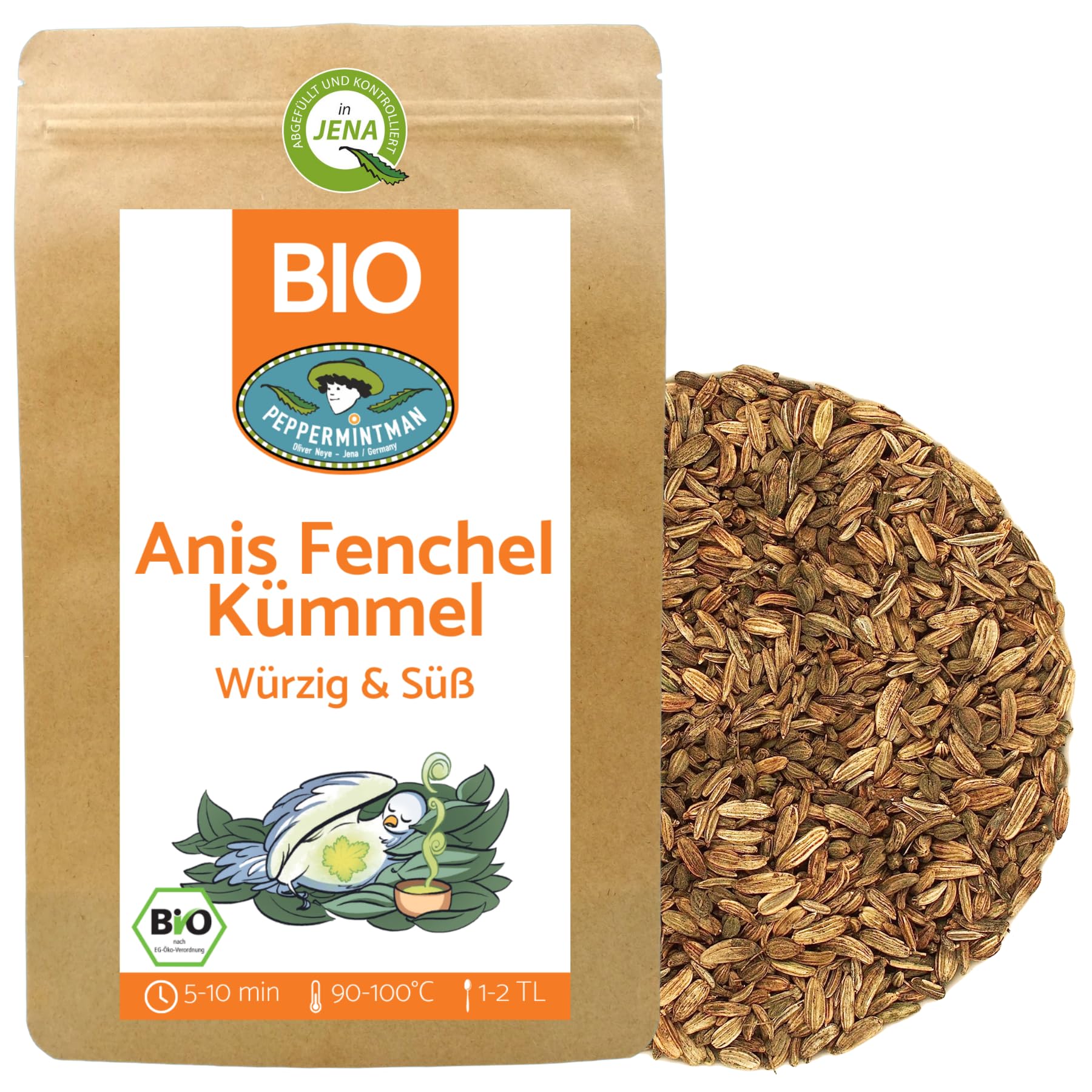 Bio Anis-Fenchel-Kümmel 1kg - Tee & Brotgewürz - PEPPERMINTMAN