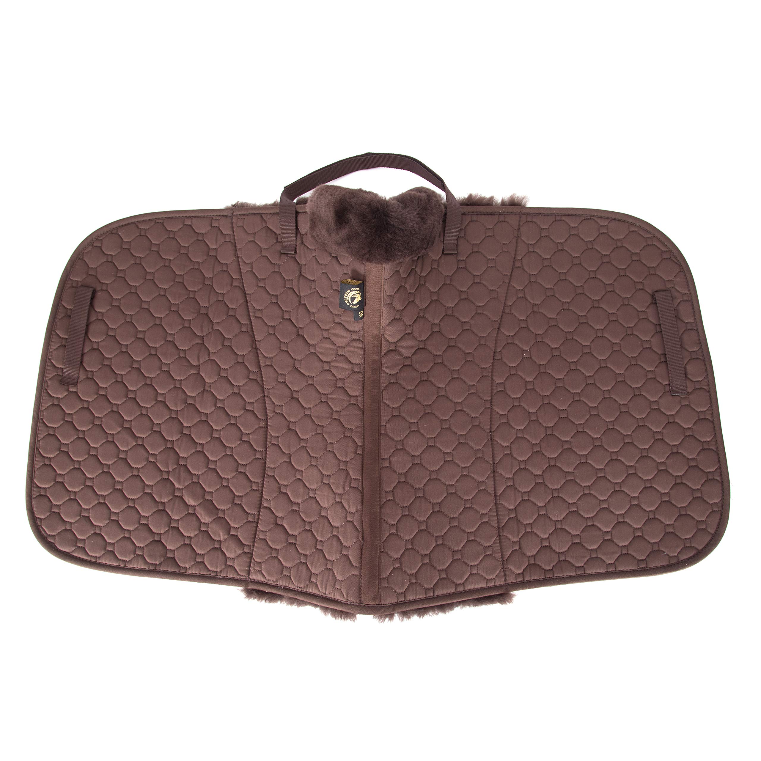 Manta de piel de cordero auténtica para silla de montar de lana de cordero, para eventos de doma y primavera con lana de cordero y algodón acolchado (Doma marrón con lana de cordero marrón)
