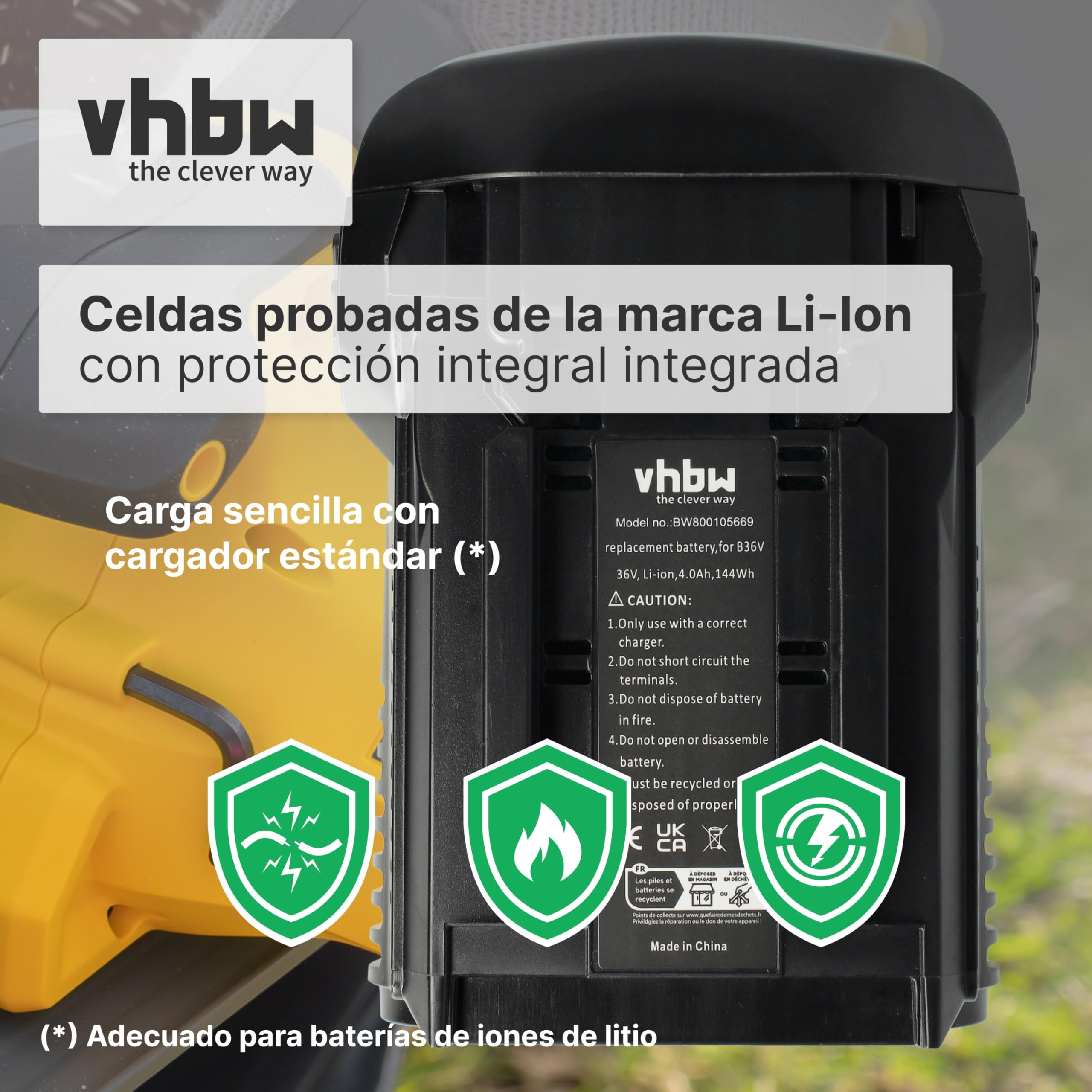 vhbw Batería Compatible con Hilti TE6-A36, TE 6-A36 AVR, TE 500-A36, CPC 36V Herramienta (4000 mAh, Li-Ion, 36 V)