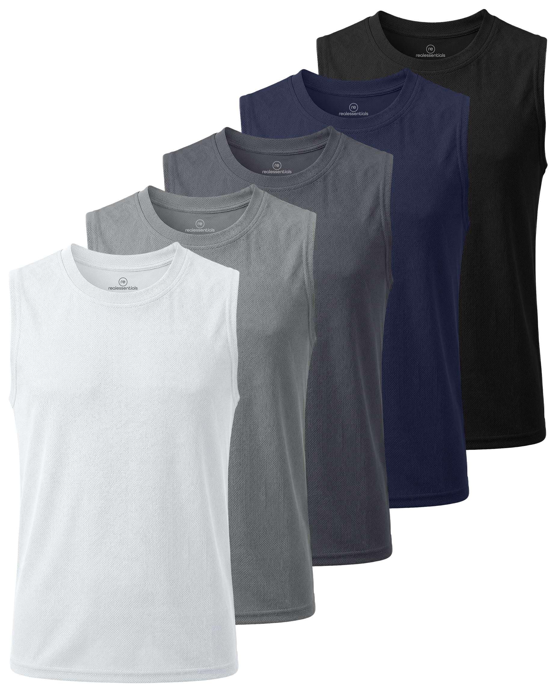 5 Pack Boys' Mesh Tank Tops Dry Fit Athletic Sleeveless Shirts Teen Kids