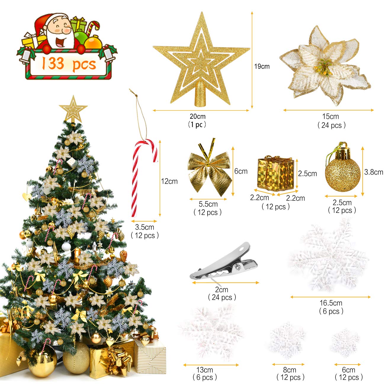 Gonna per albero di Natale, diametro 122 cm, decorazione per albero di Natale con fiocchi di neve neri e oro, tappetino per le festività natalizie. | Leroy Merlin