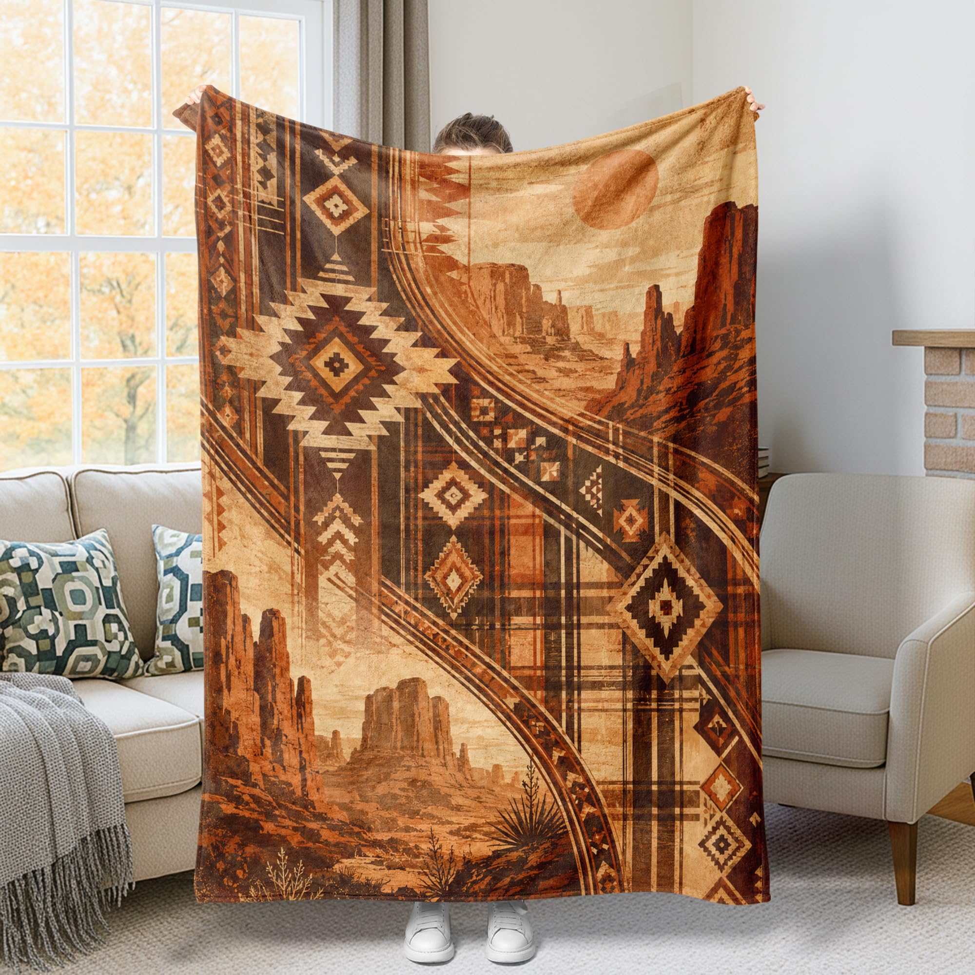 Couverture compacte pelucheuse marron plaid chaud anti-courants d'air lit canapé