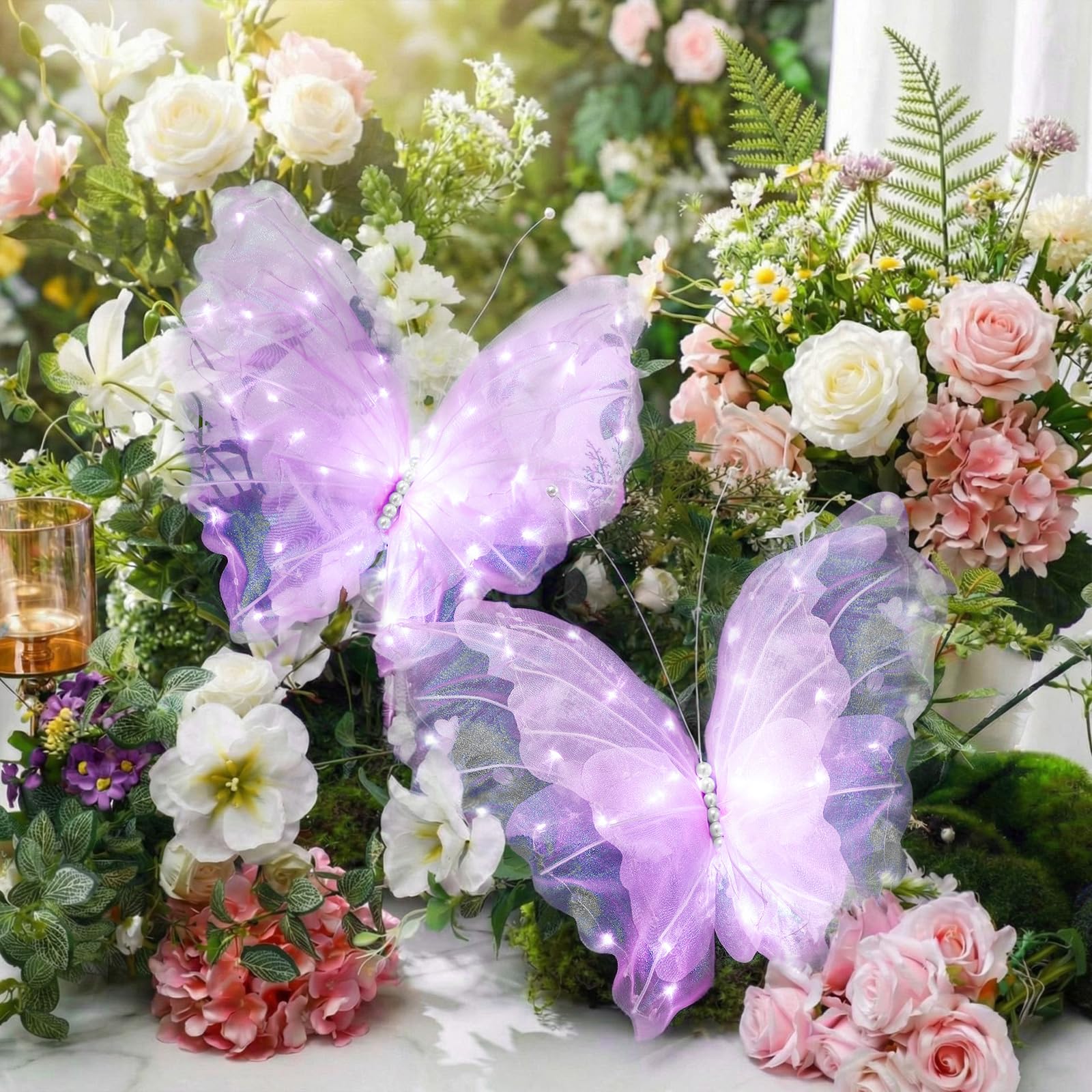 Photo 1 of Yinkin 20" 3D LED Butterfly Decorations (2 Pcs, Purple)