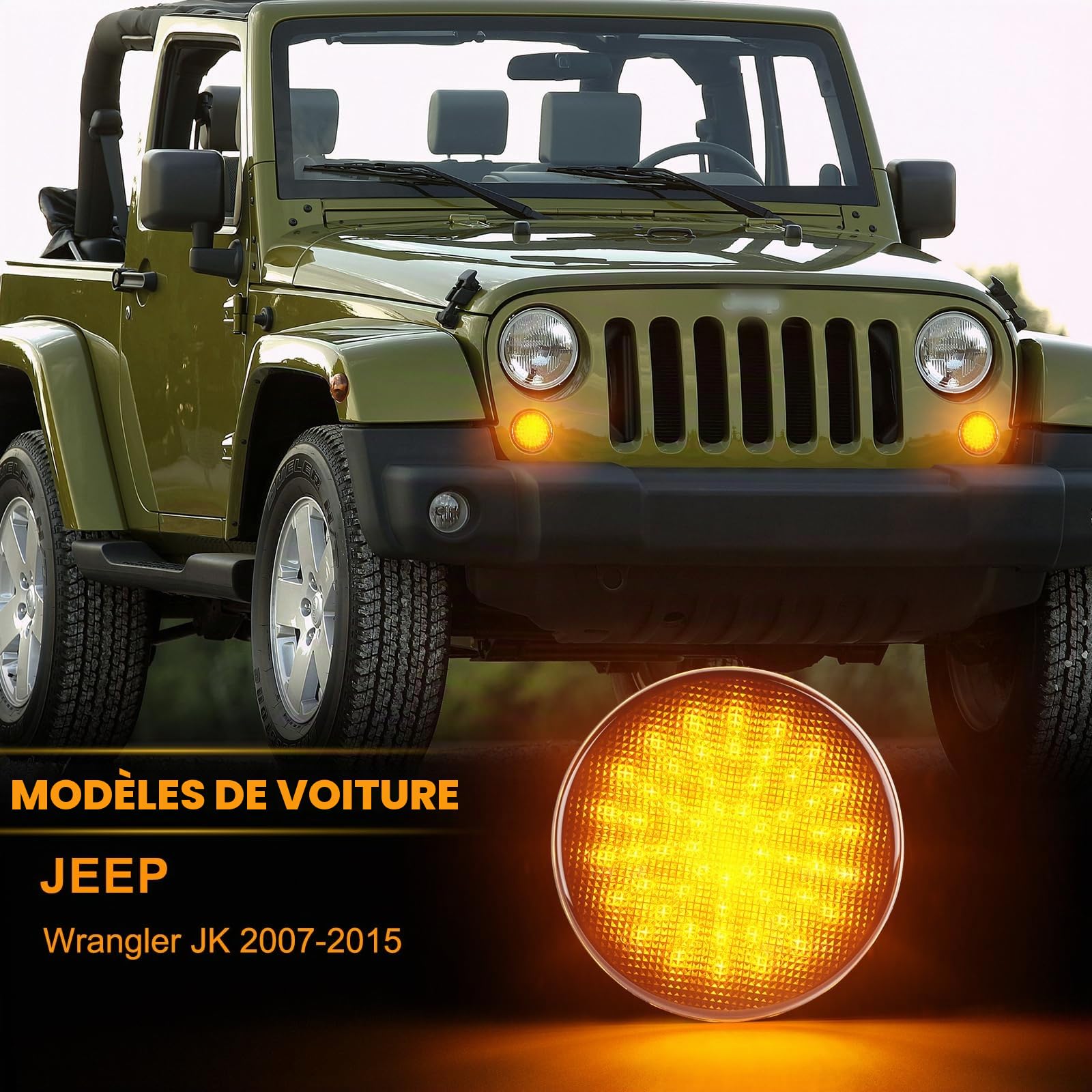 Frecce Laterale a LED per Jeep Wrangler JK 2007-2015, Indicatori di Direzione Laterale a LED Canbus, 2 Pezzi