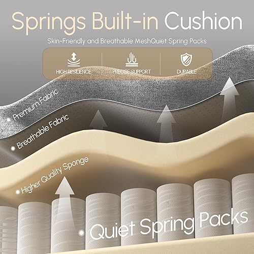 Miniatura 7 de Dowinx Silla de tela para videojuegos con colchón de muelles de bolsillo, silla de computadora transpirable con soporte lumbar de masaje y