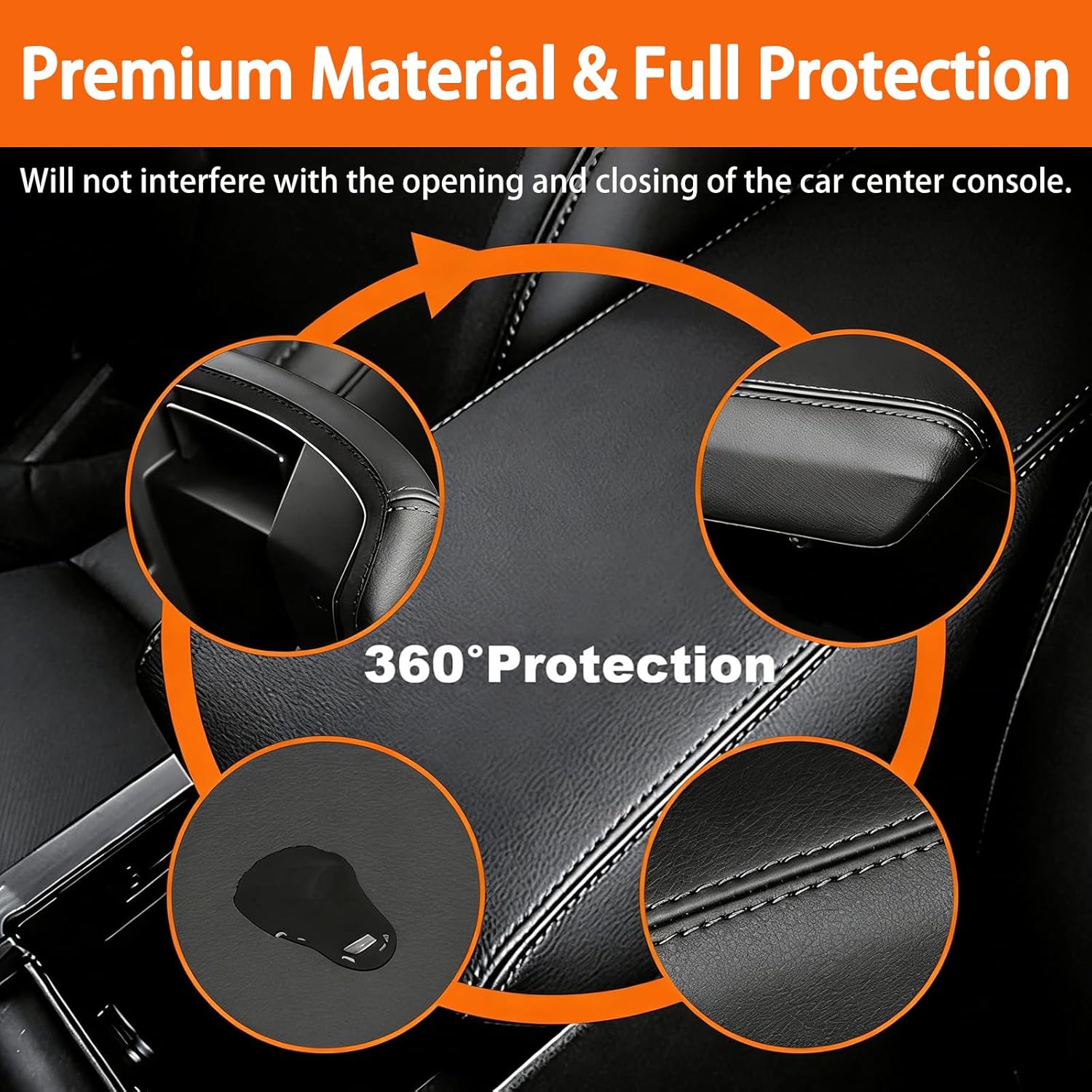 Center Console Armrest Cover for Infiniti FX35 2009 2010 2011 2012,Car Middle Console Lid Cover Pad Protector,Anti-Scratch,Interior Car Accessories,Black+Red line