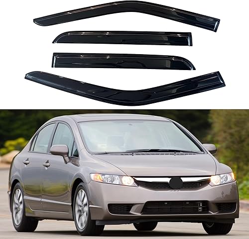 Miniatura 242 de IG - Visera para ventana de automóvil, protector contra la lluvia, el sol y el viento, con cinta adhesiva, deflector extraduradero para ventana