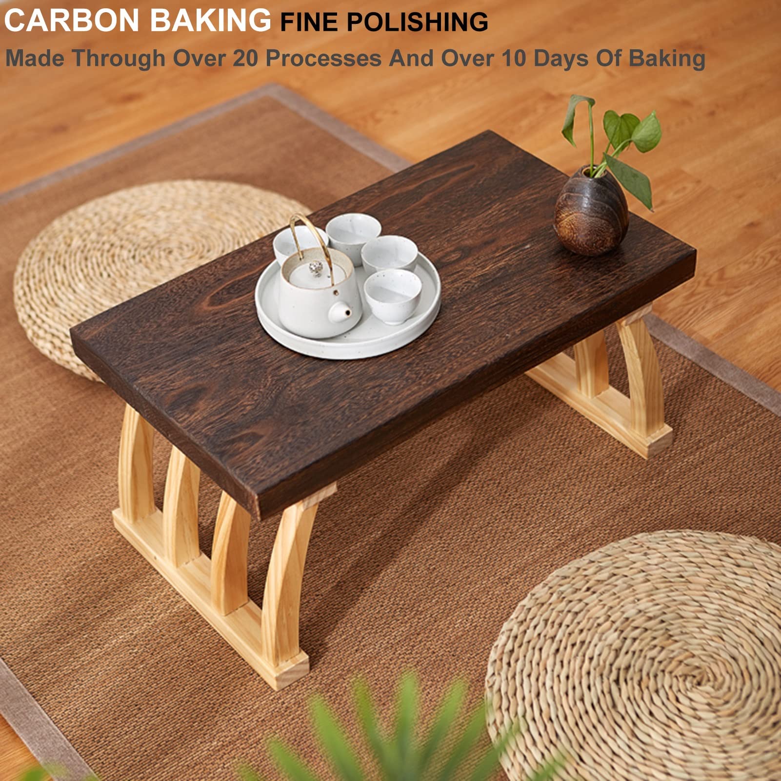 Tavolino da caffè in Legno， Tavolo da Computer Portatile， Tavolo da Pavimento in Tatami per tè e caffè， mobili da Pavimento per Soggiorno，