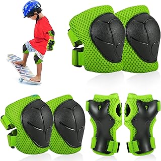 Hejo Kinder Inliner Schoner Set, 6 in 1 Inliner Schützer Kinder Knieschützer Protektoren Inliner Schutzausrüstung, Knie und Ellenbogenschützer, Rollschuhe Schützer für Skateboard, Roller
