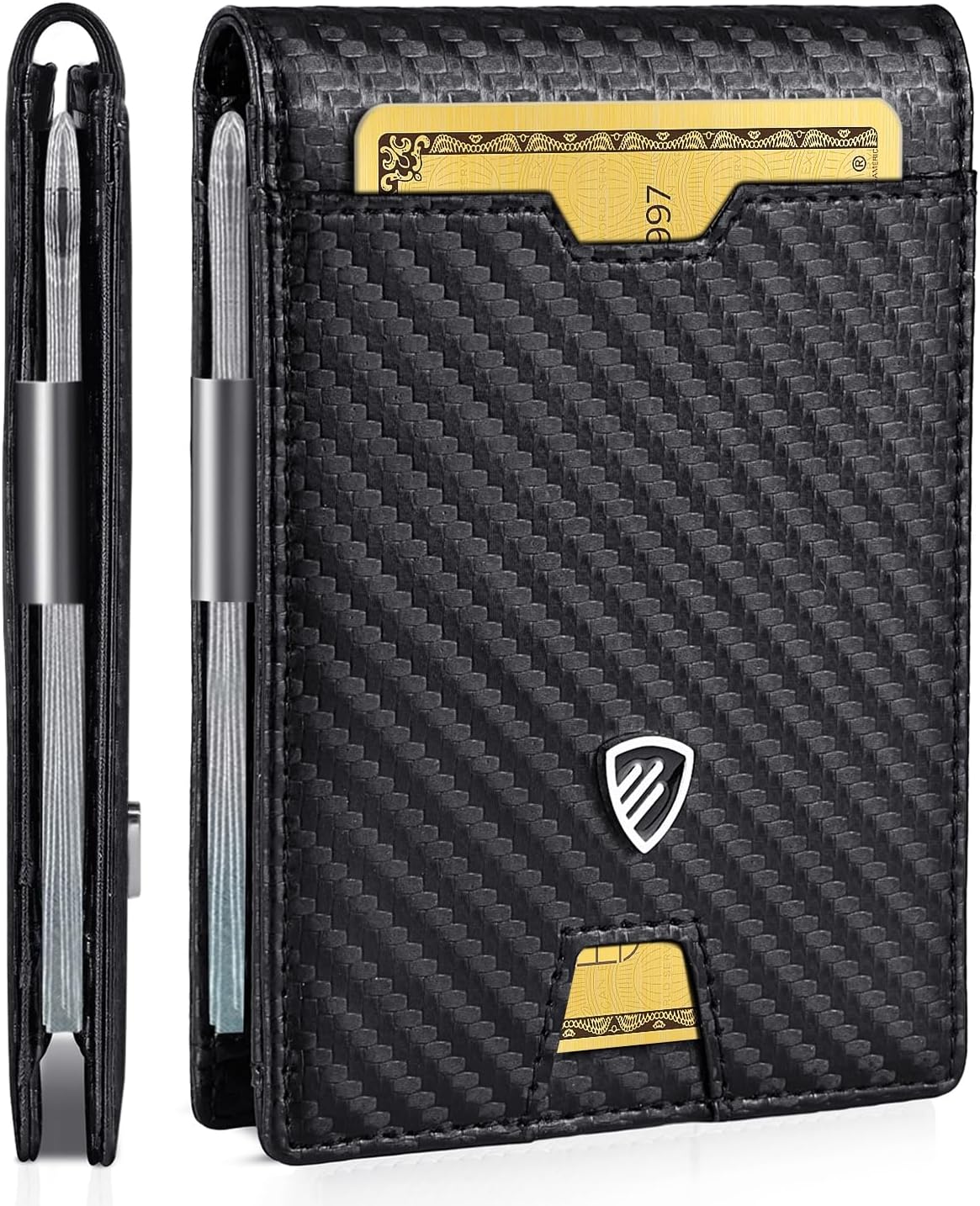 RUNBOX Mens Slim Wallet with Money Clip RFID Blocking Bifold Credit Card Holder for Men with Gift Box