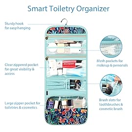 Fintie Portable Toiletry Cosmetic Travel Bag, Large Water Resistant Hanging Makeup Organizer Storage Pouch Case for Women Girls (Jungle Night)