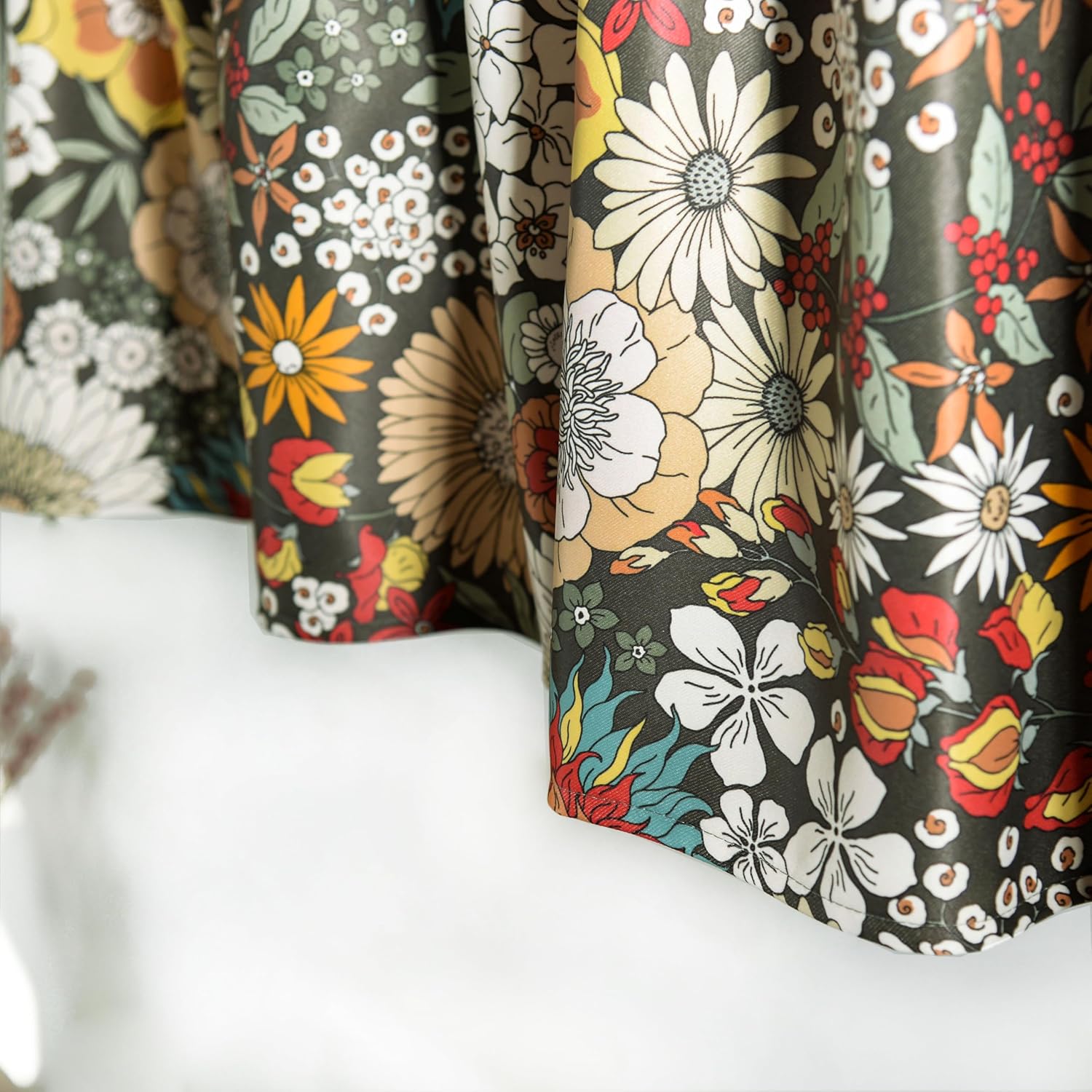 Boho Print Room‑Darkening Window Valance Curtain, Lightweight Fabric with Nice Drape, 3" Rod Pocket Curtain Topper for Kitchen Bedroom Living Room