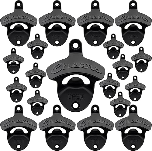 Miniatura 21 de Abridor de botellas Cheers montado en la pared de acero inoxidable para cerveza, montaje en poste dorado antiguo (paquete de 2) Cobre Antiguo,Plata