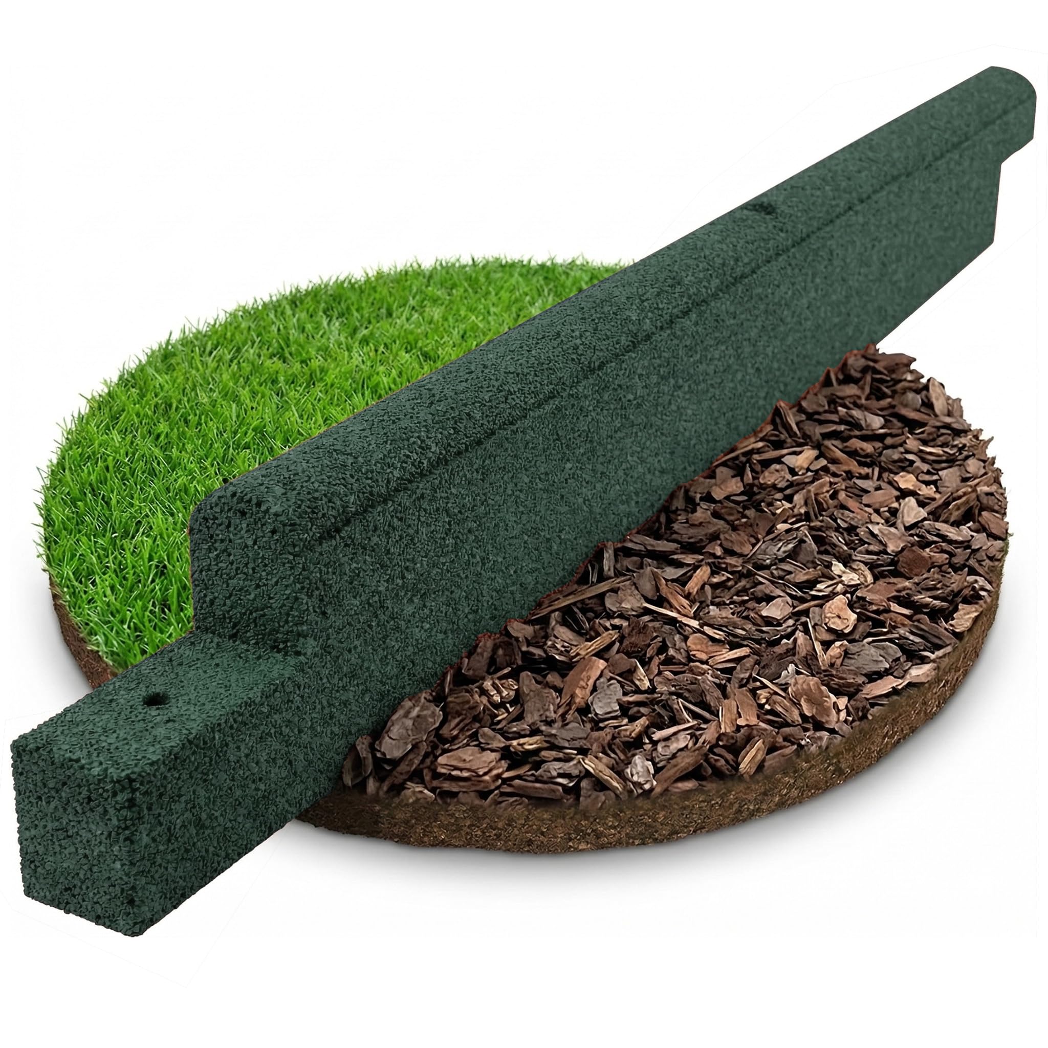 KARAT Gummi Randsteine - Rasenkantensteine - 122x12,7cm - 51mm dick - Fallschutz - Geeignet für Sandkasten, Spielplatz, Fußweg oder Terrasse (Grün, 122 x 12,7 cm)