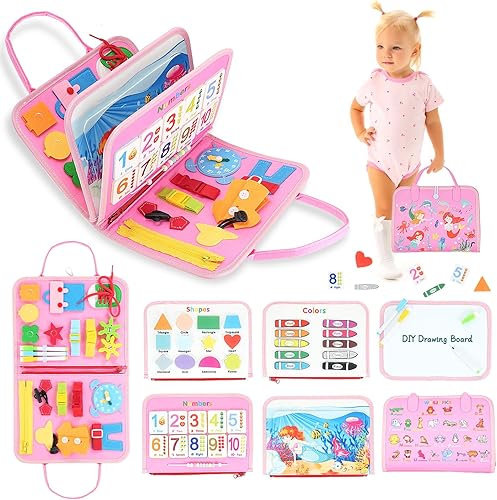 WXSJHPKX Busy Board - Juguetes Montessori para niños de 1 año en adelante, tabla sensorial para aprendizaje preescolar, vestido básico, habilidades