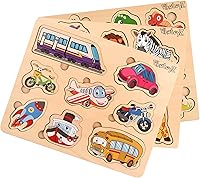 Vista 6 de Rompecabezas de madera para niños pequeños de 1 a 3 años - Juguetes educativos y de aprendizaje Montessori - Rompecabezas de madera para bebés de 1