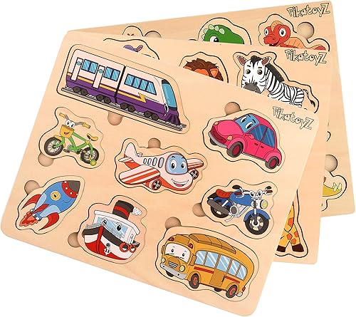 Miniatura 6 de Rompecabezas de madera para niños pequeños de 1 a 3 años - Juguetes educativos y de aprendizaje Montessori - Rompecabezas de madera para bebés de 1